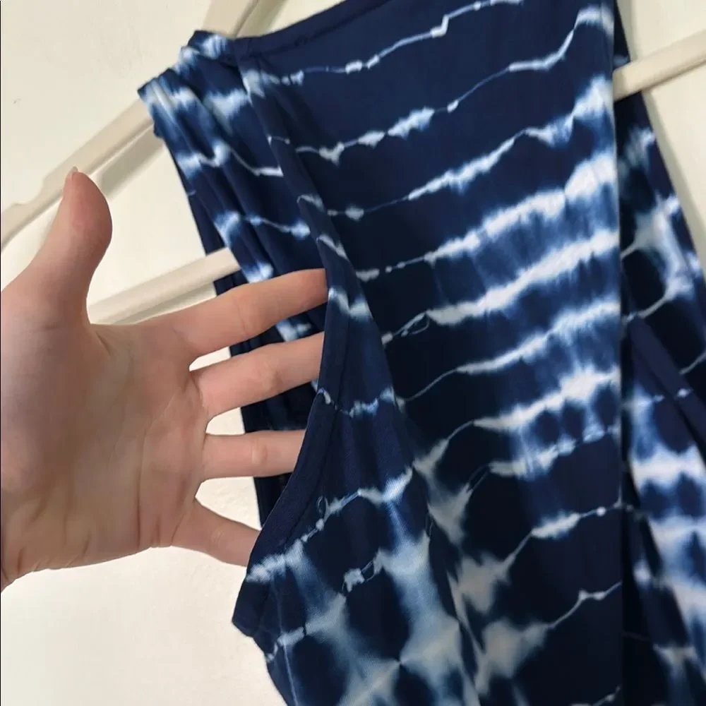 Lord & Taylor Navy and‎ White Tie-Dye maxi dress sleeveless